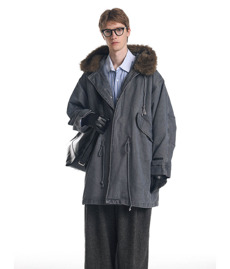 Damage-Washed Hooded Jacket