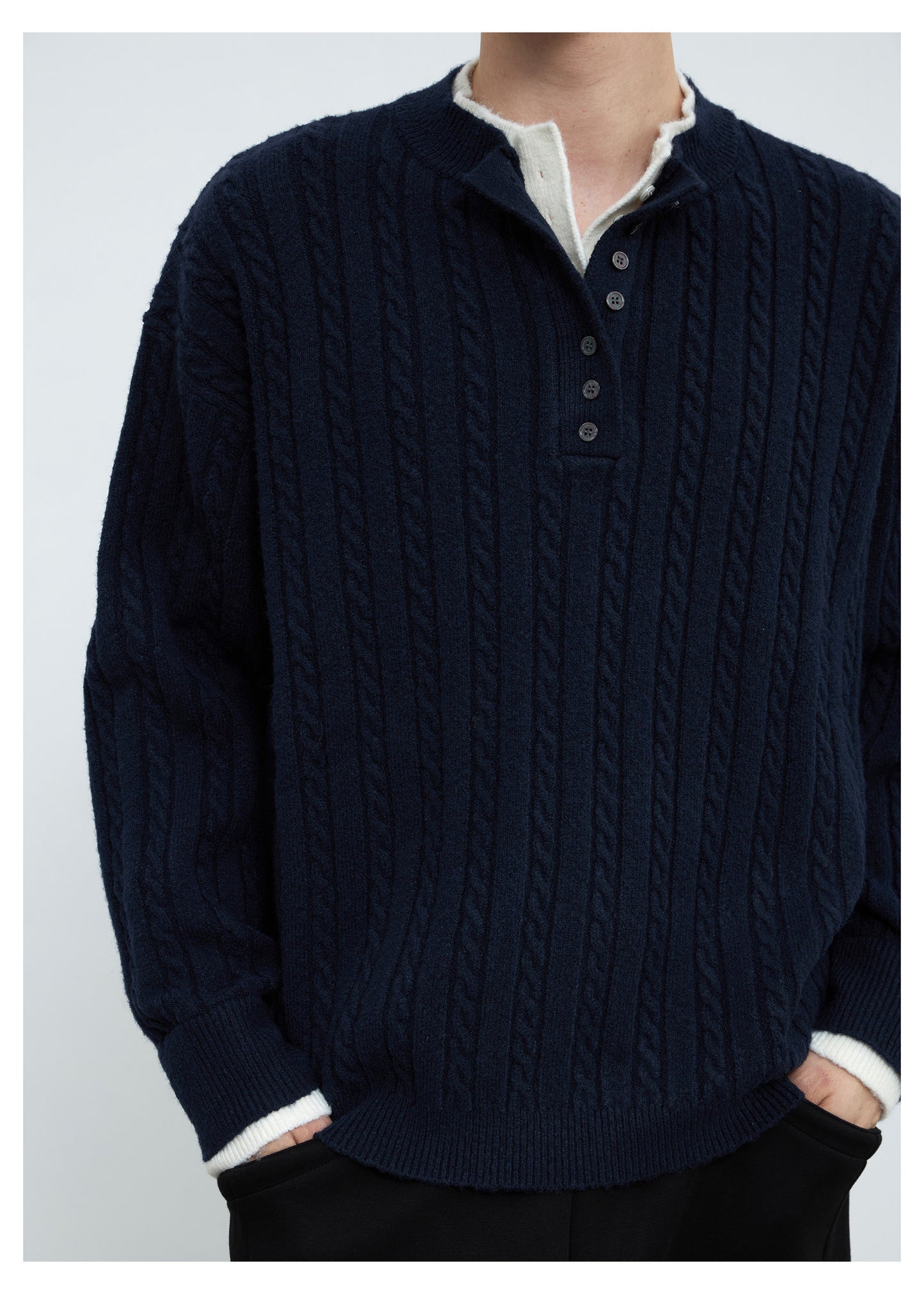 Faux Two-Piece Double-Layer Sweater