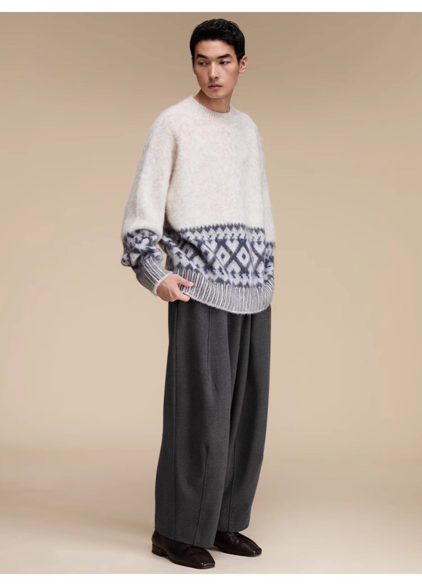 Elastic Waist Wool Casual Pants