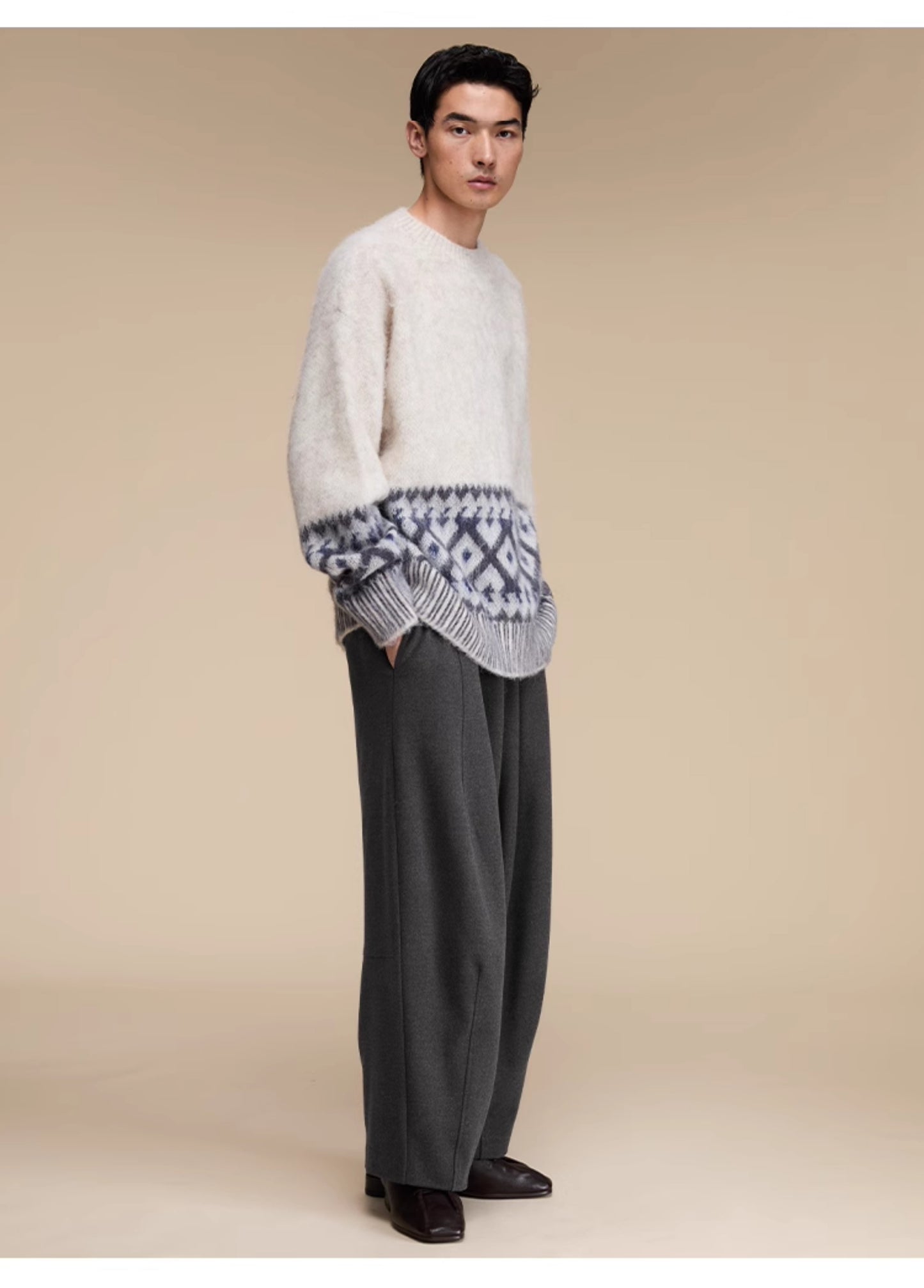 Elastic Waist Wool Casual Pants