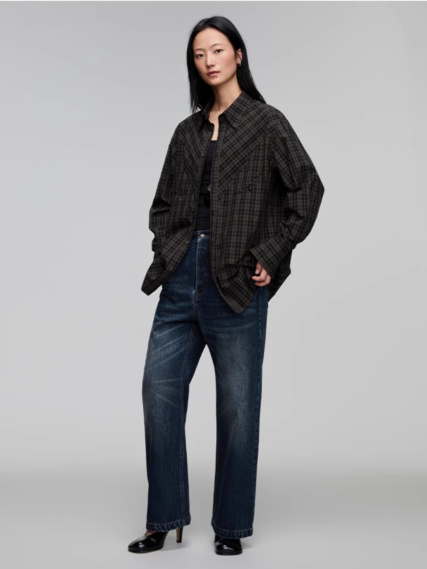 Washed Straight Denim Pants