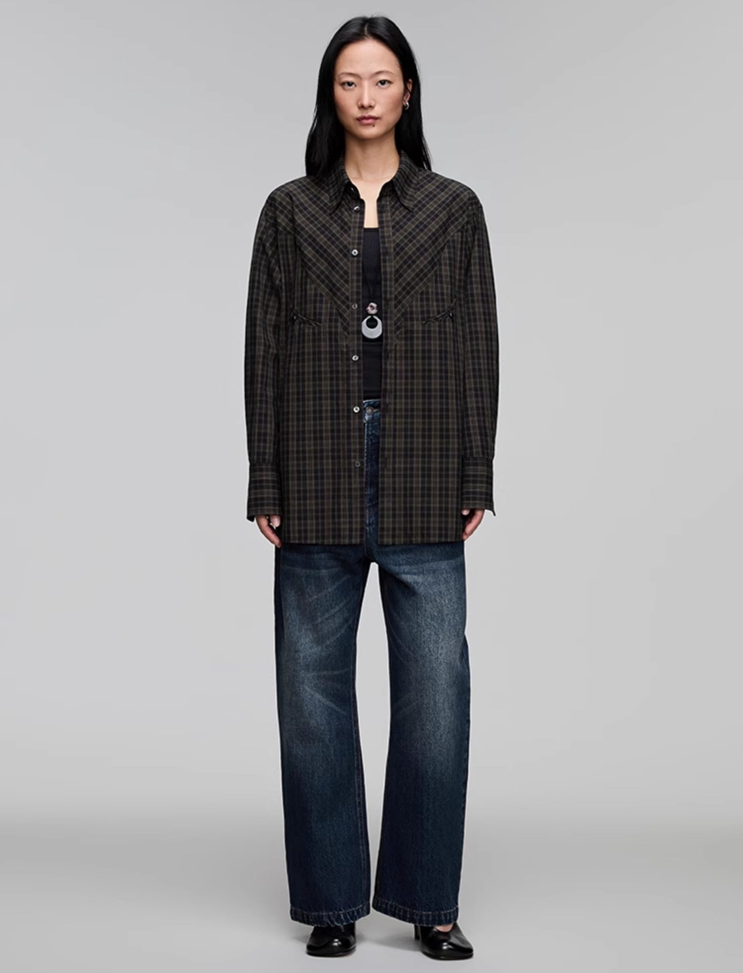 Washed Straight Denim Pants