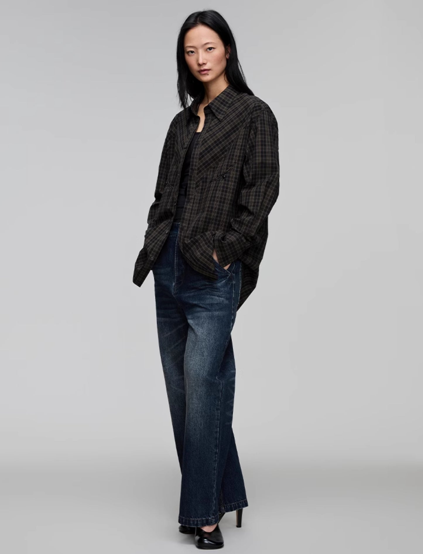 Washed Straight Denim Pants