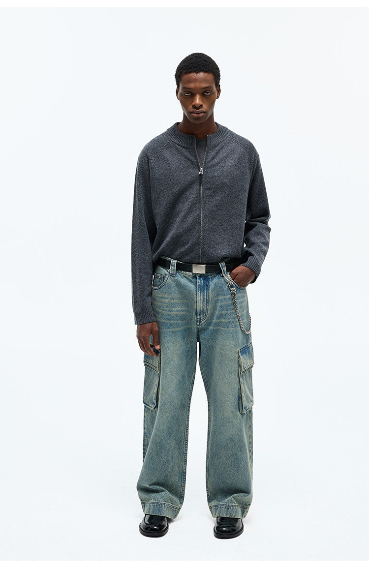 Distressed Washed Denim Pants