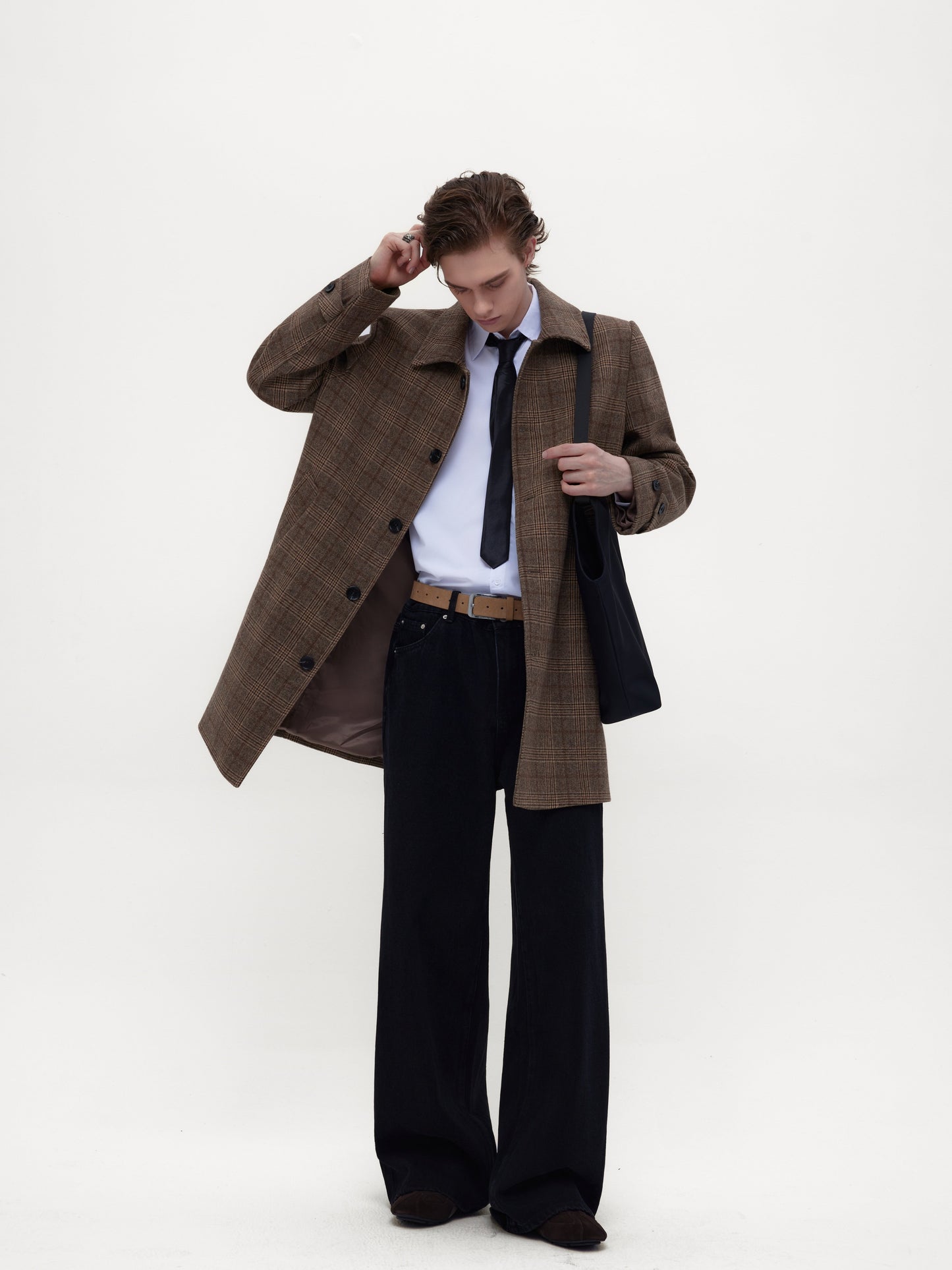 Checkered Mid-Length Coat