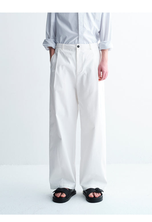 Cotton Textured Wide-Leg Pants