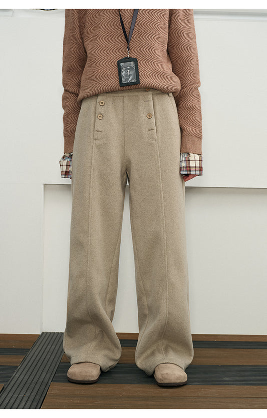 Double-breasted Glam Wool Casual Pants