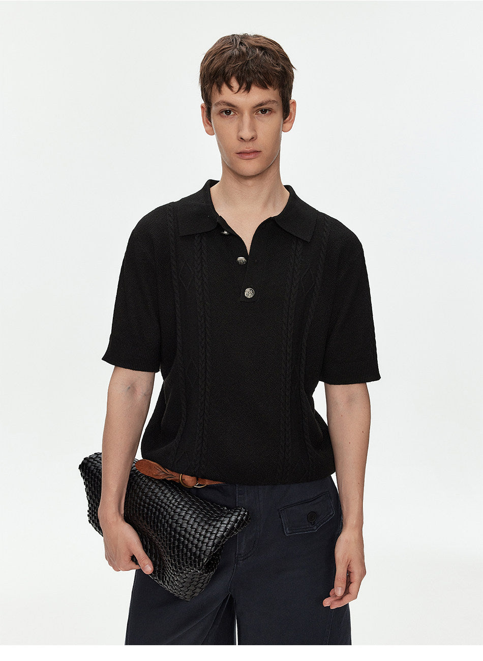 Wool-Blend Knit Polo Shirt