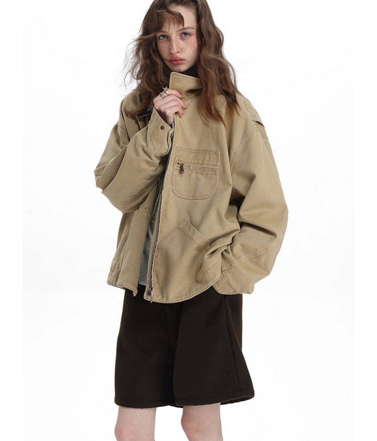 Faux Crocodile Leather Patchwork Jacket
