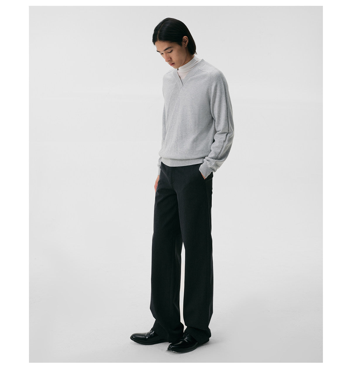 Saddle-Shoulder Knit Pullover