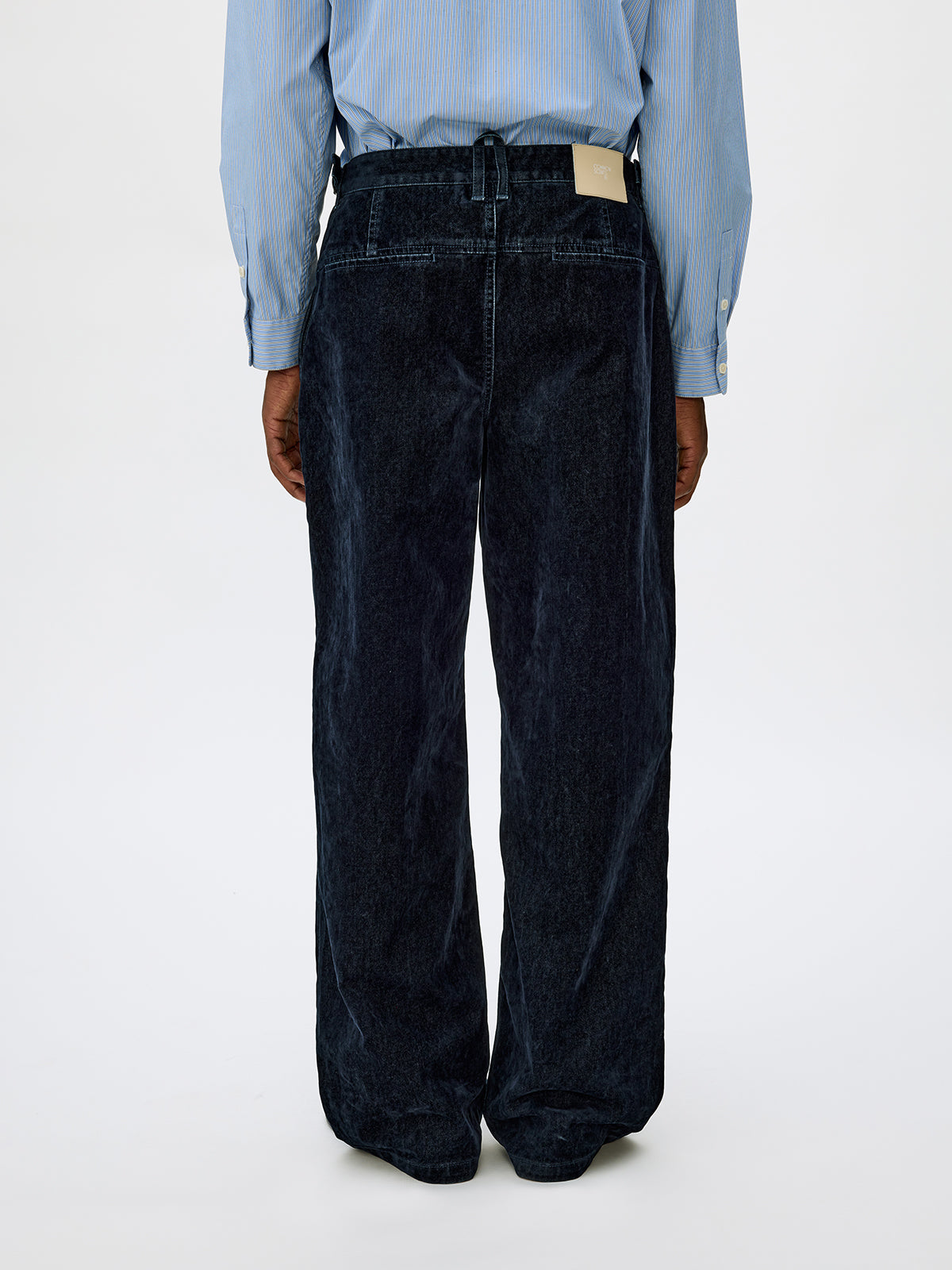 Adjustable Button Flock Denim Pants