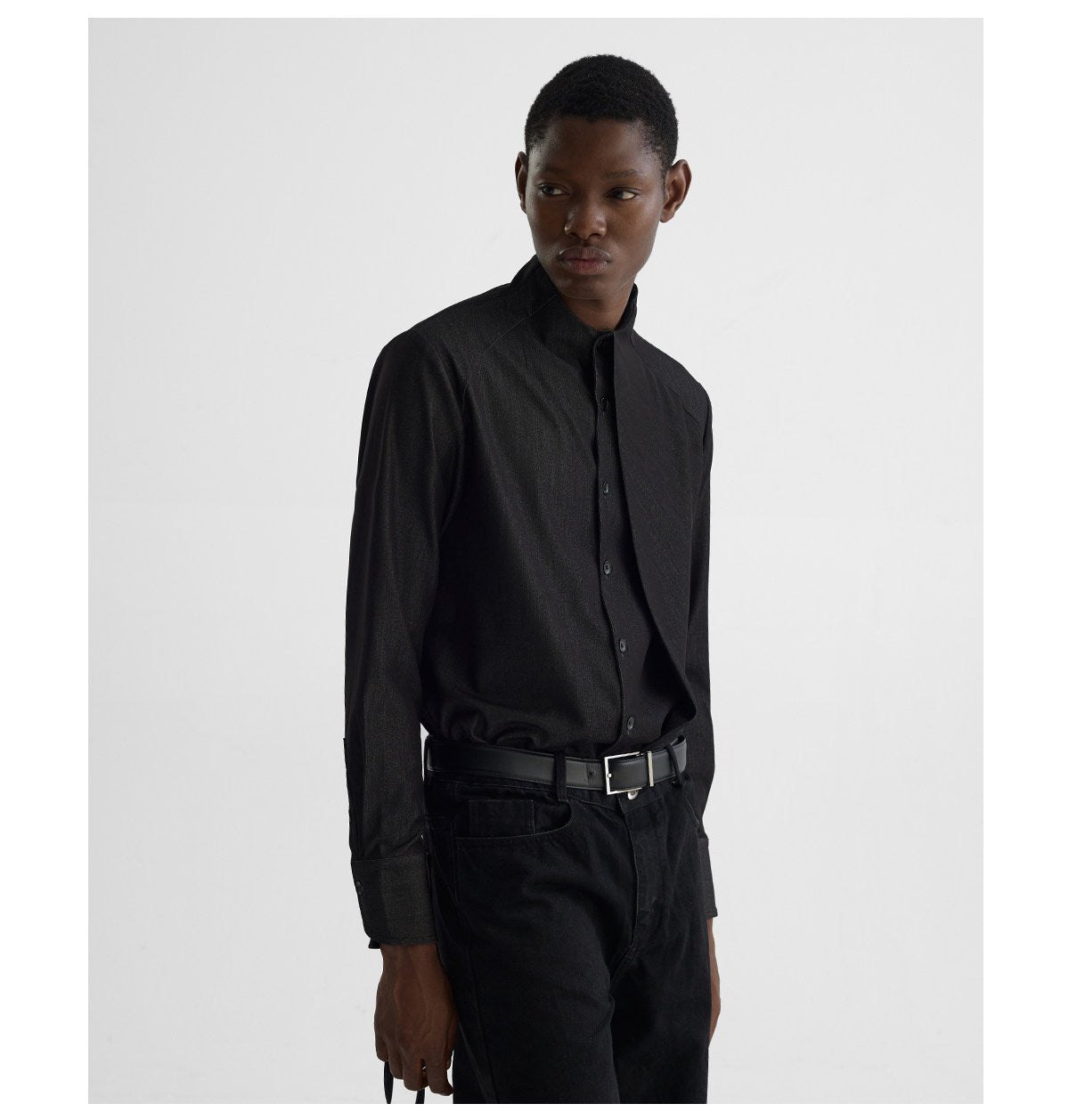 Collarless Half-High Shirt