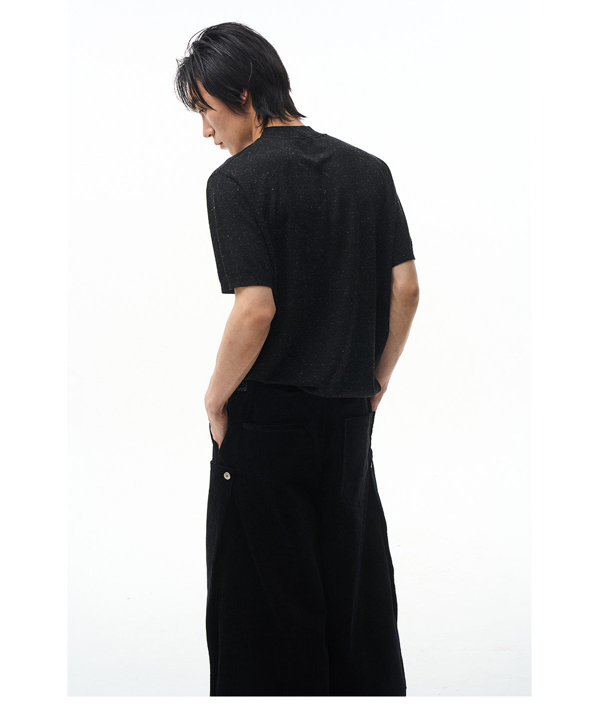 Color-Blocked Half-High-Collar Knit Shirt