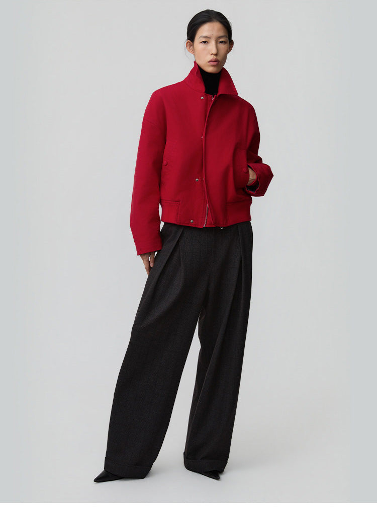 Double-Pleated Waist Casual Pants