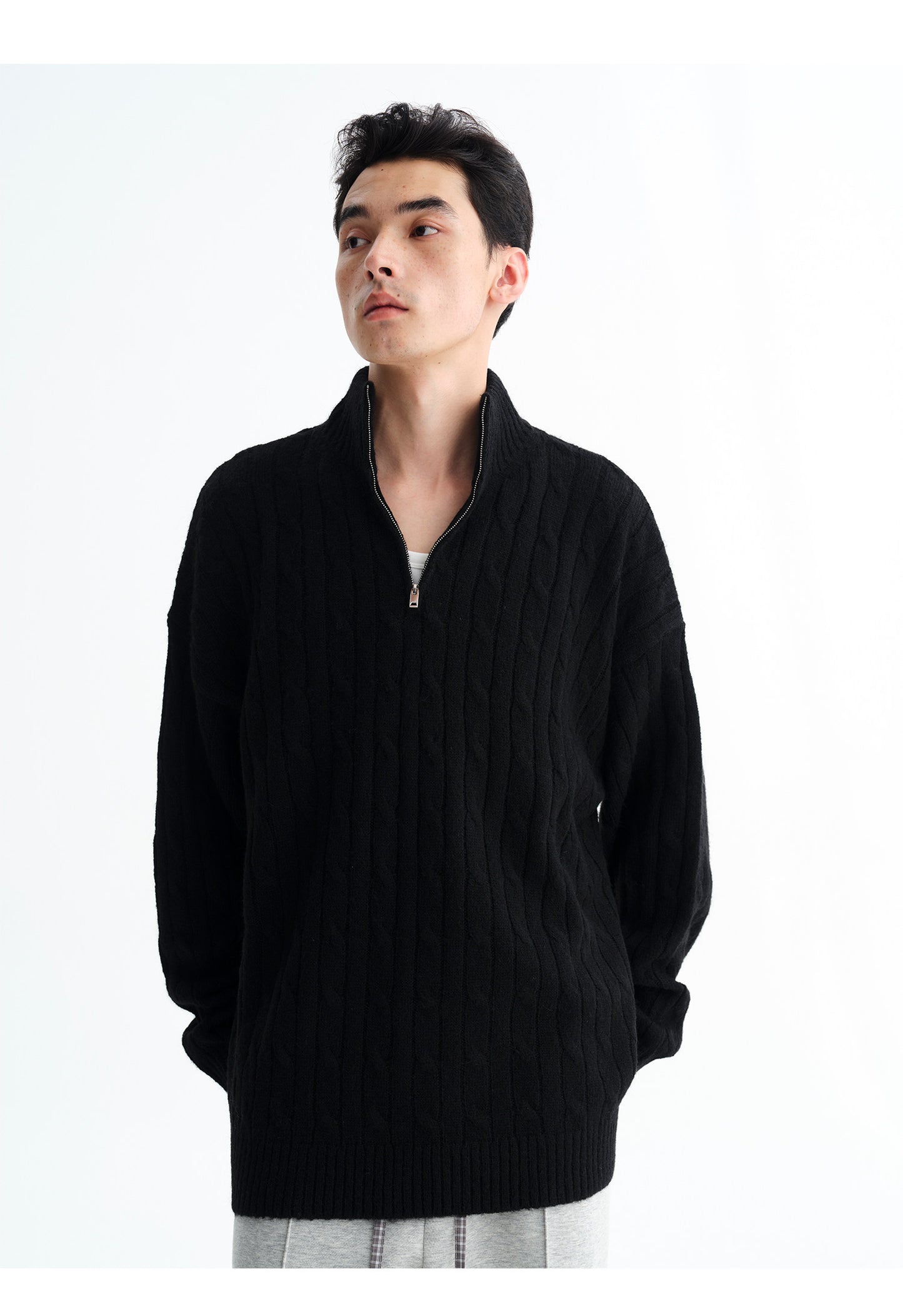 Loose-Fit Half-Zip Sweater