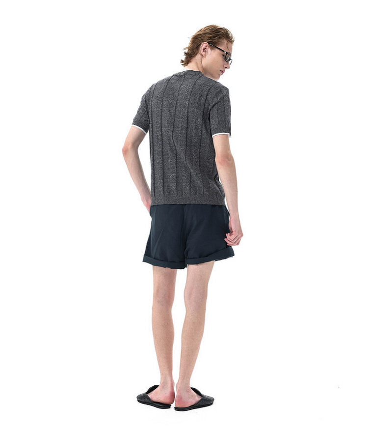 Henley-Neck Knit Shirt