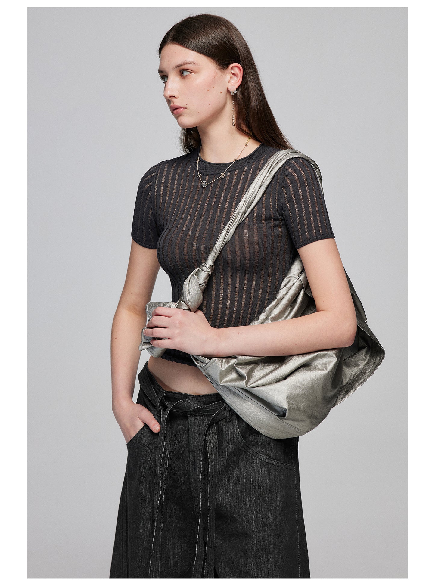 Pleated Crossbody Shoulder Bag