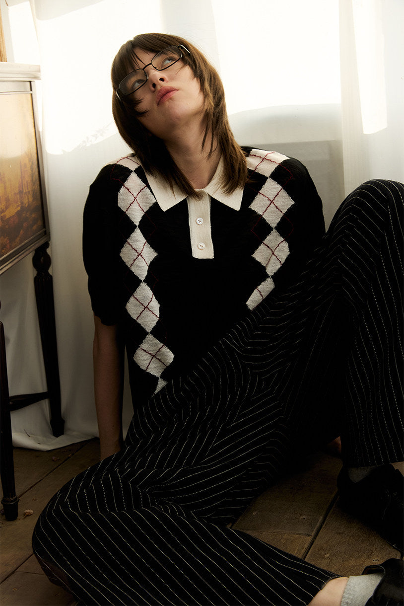 Knit polo shirt