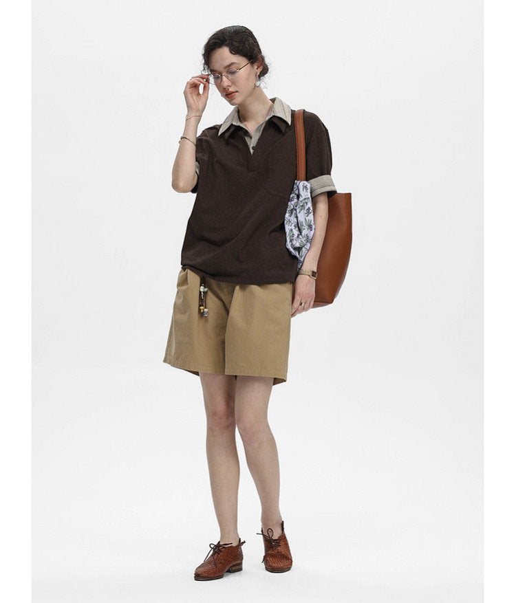 Faux Two-Piece Pocket-Stripe Polo Shirt