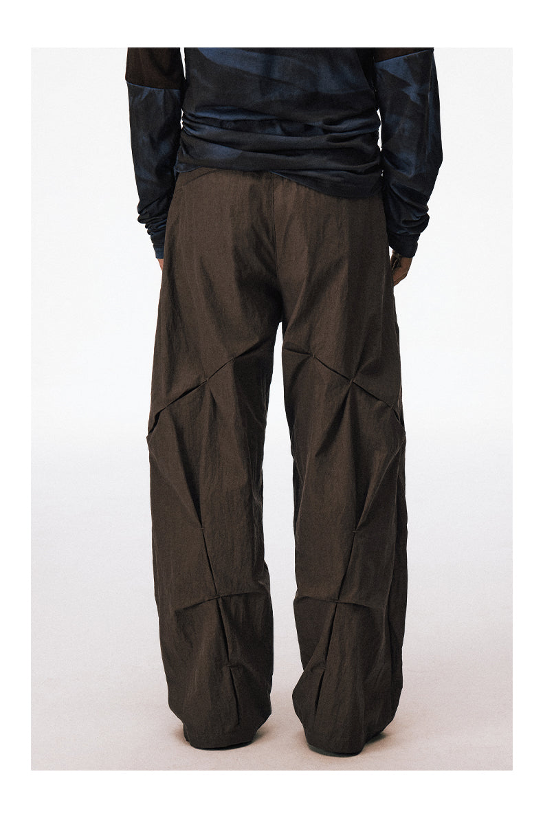 Wrinkle-processed loose-fit casual pants