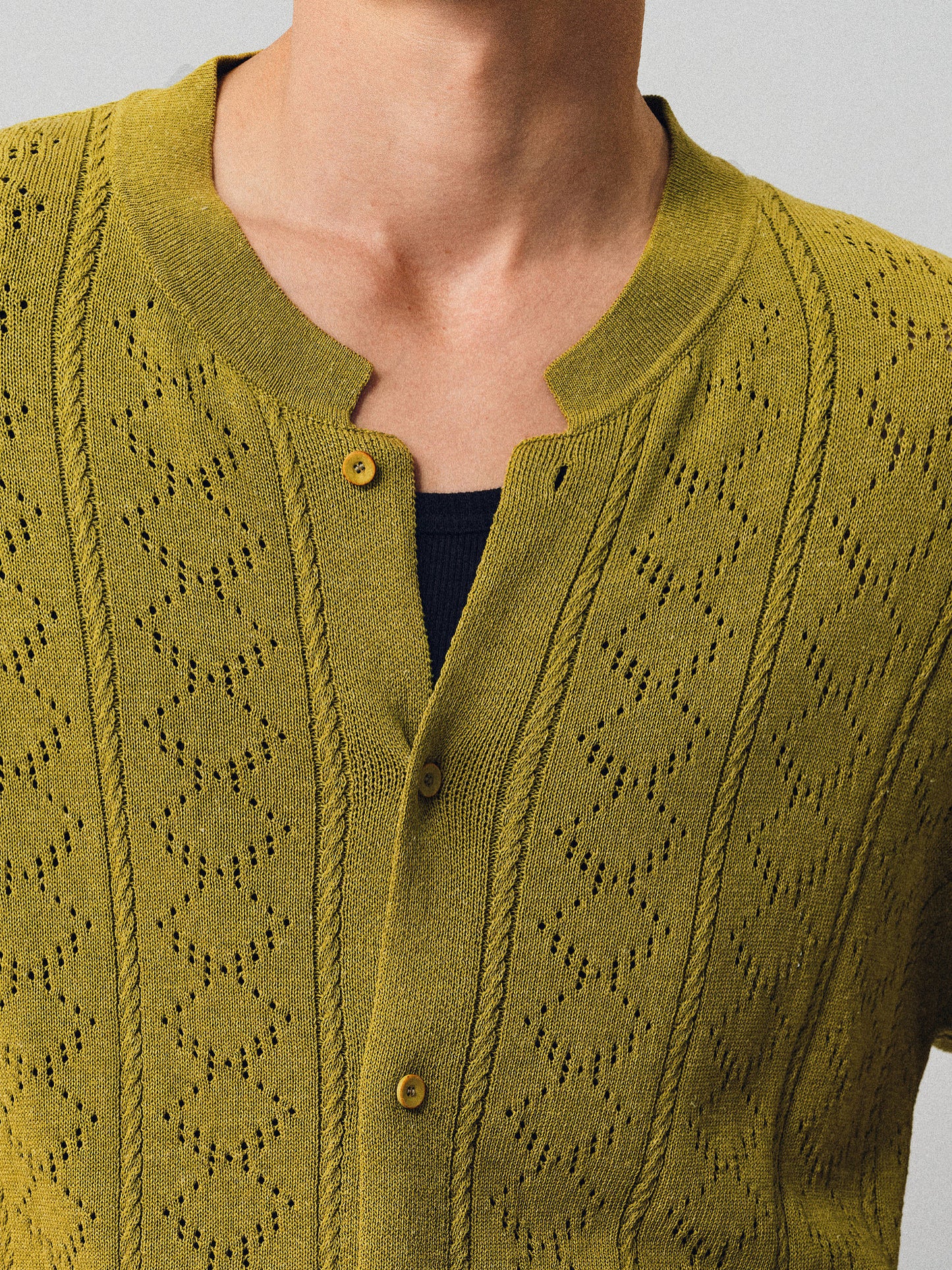 Openwork Linen Knit Shirt