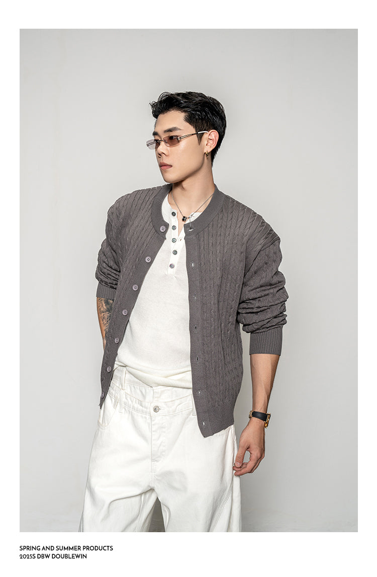 Stretch Cable-Knit Cardigan