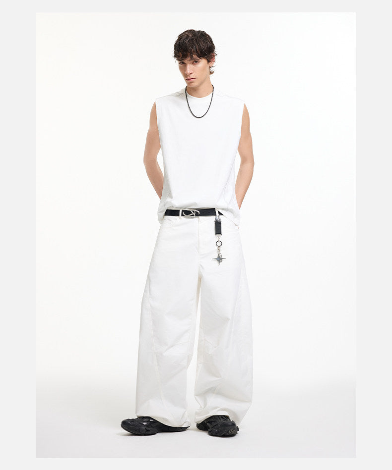 Wrinkle-Resistant Curved-Leg Casual Pants