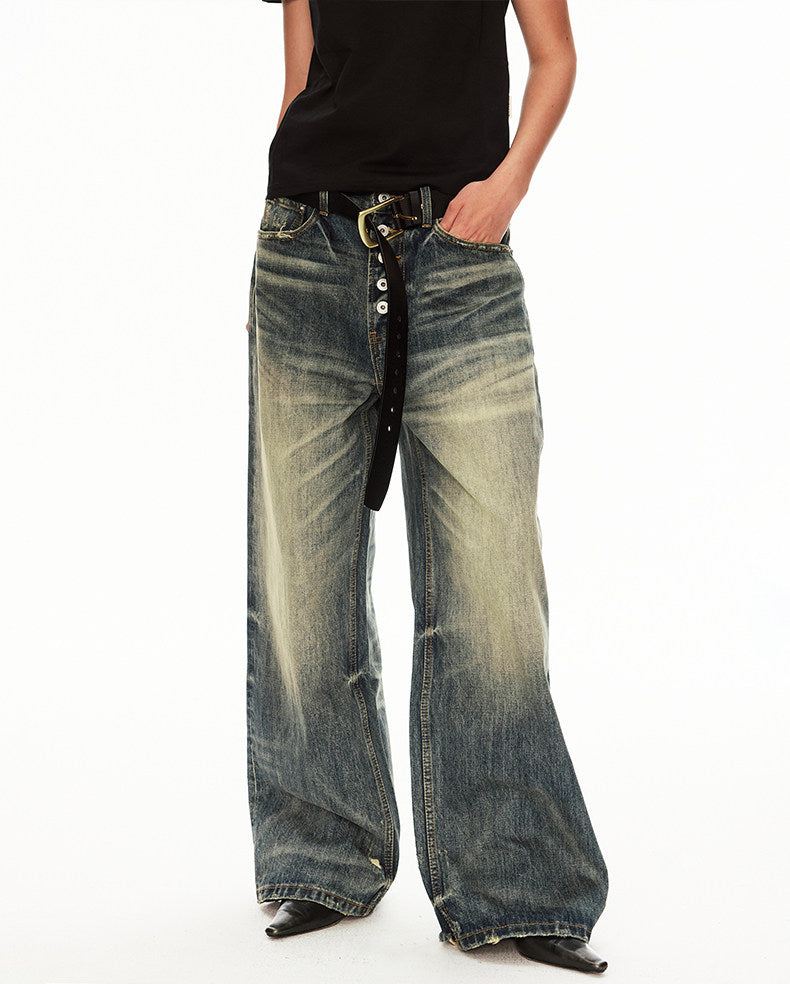 Unisex Washed Denim Pants