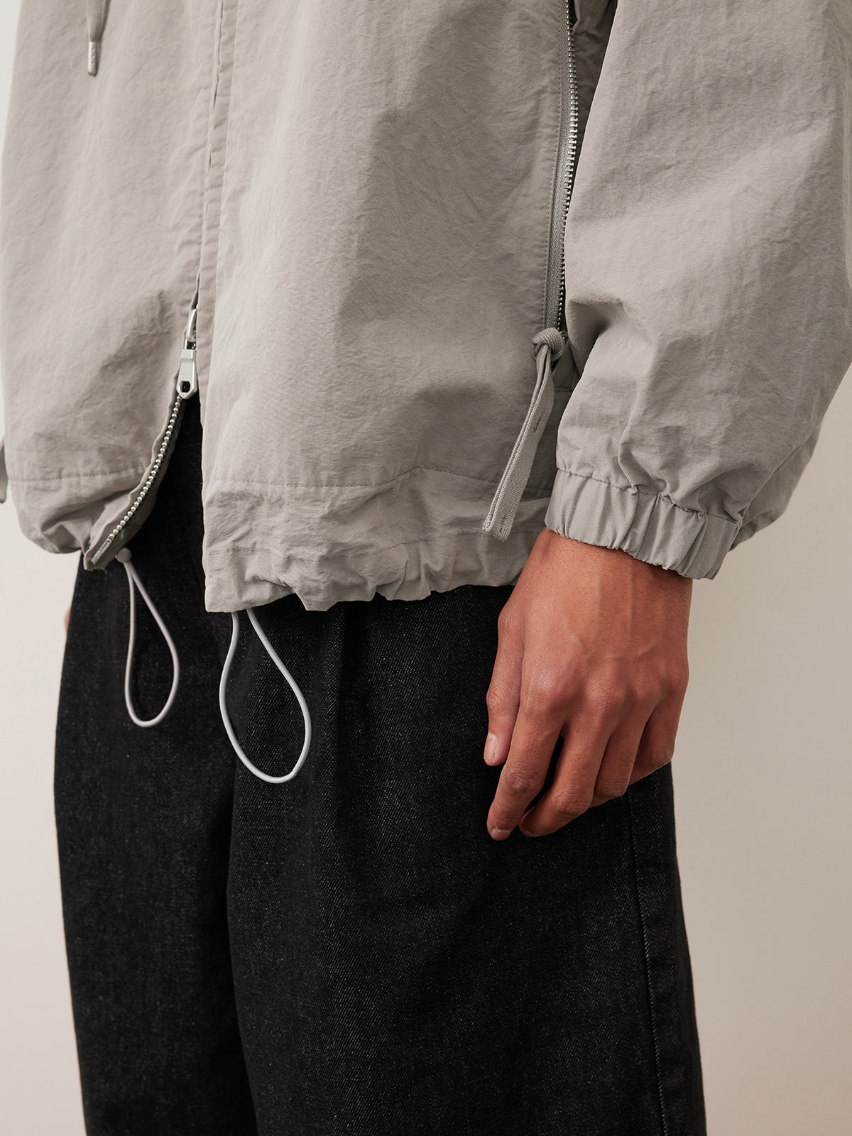 Hooded cotton zip-up jacket