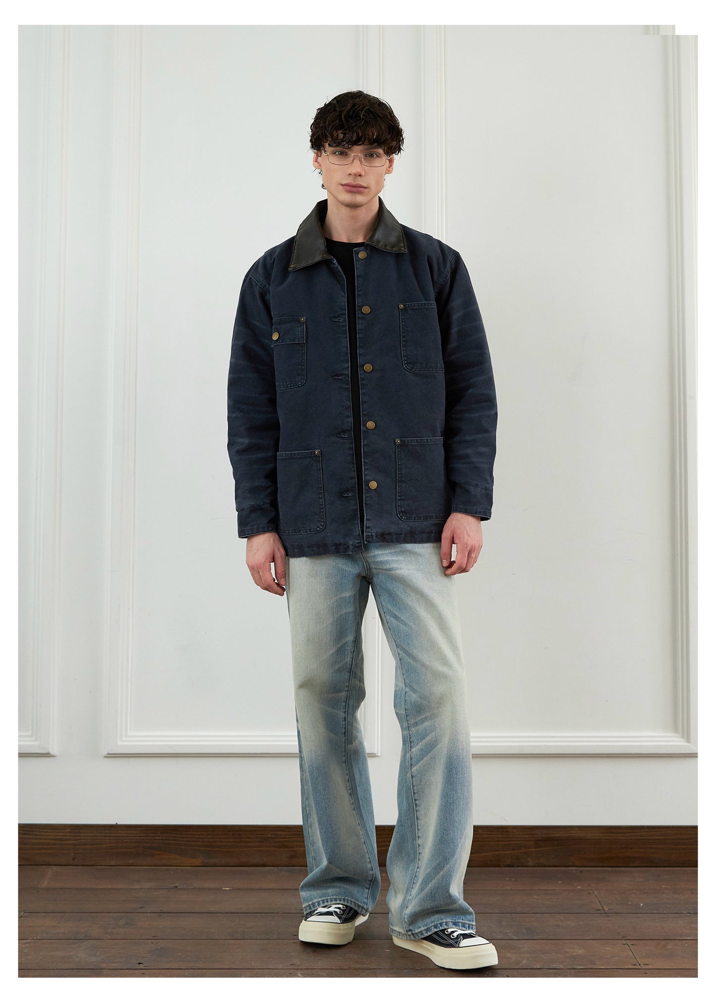 Canvas Leather Collar Jacket