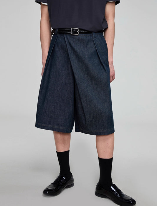 Vintage wash denim shorts