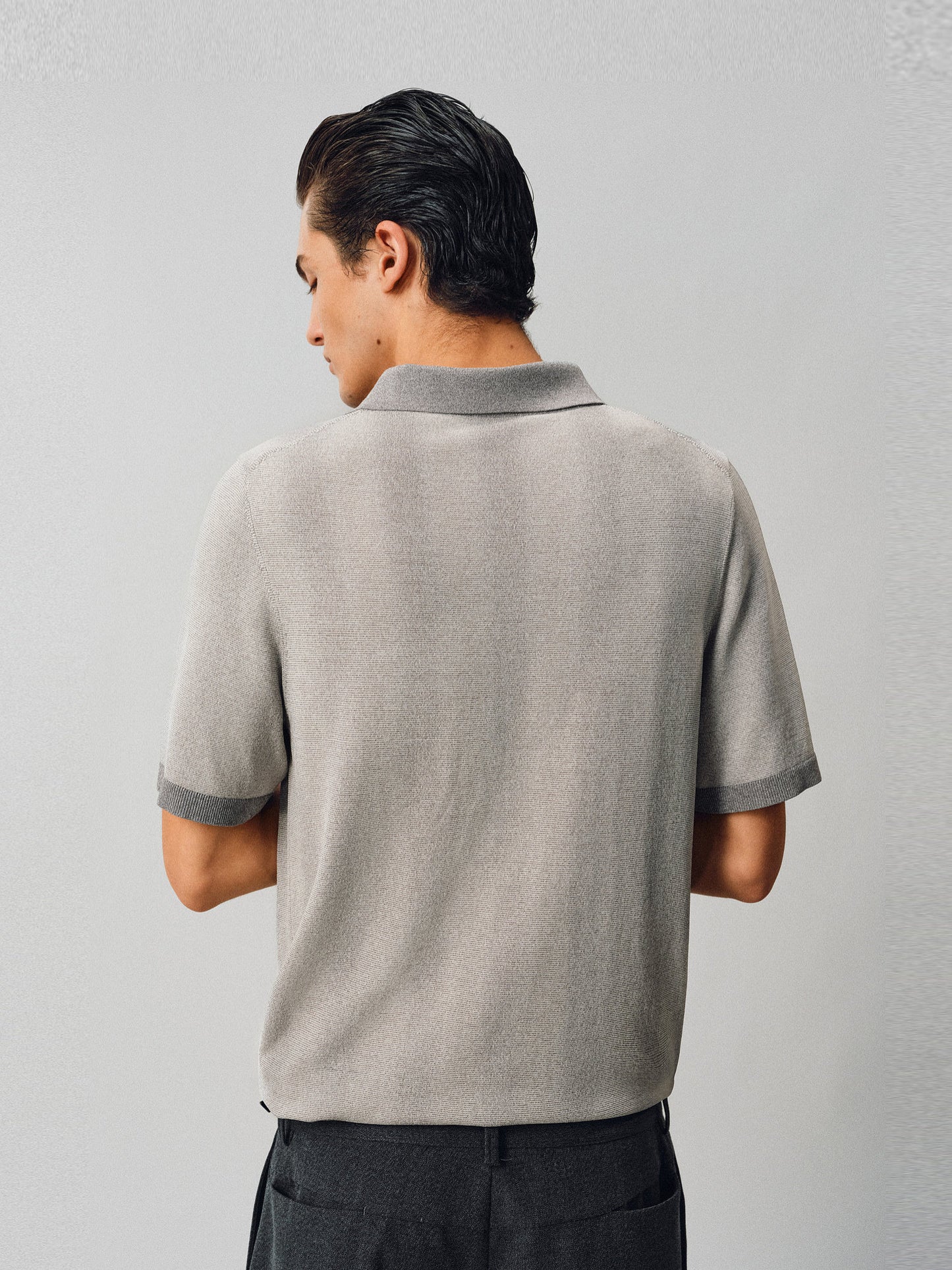 Gradient-Striped Knit Polo Shirt