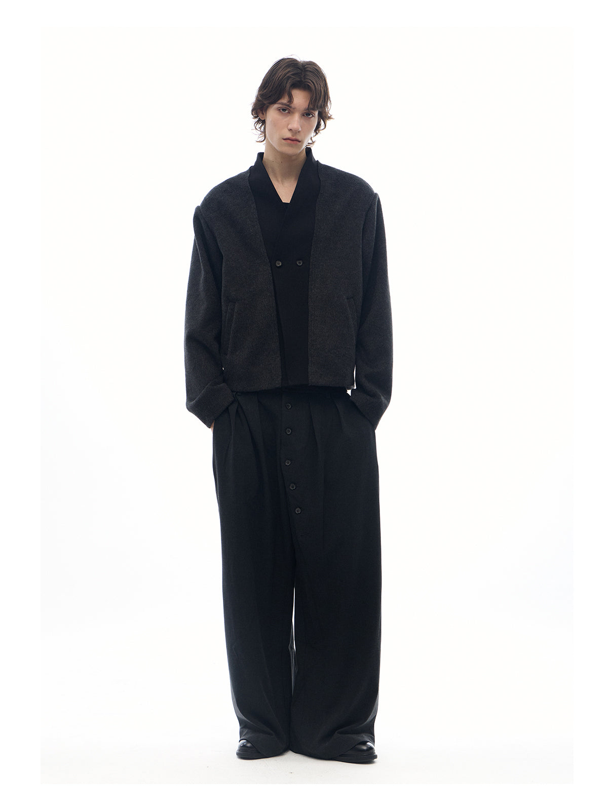 Wool two-button cardigan