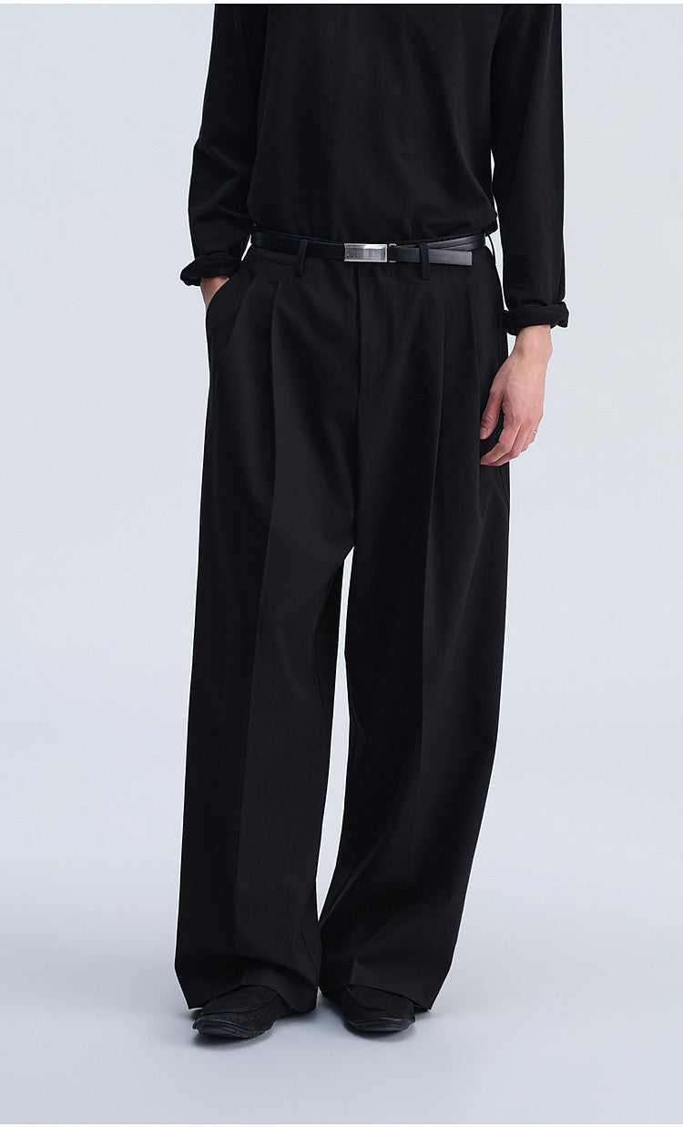 Vintage-Cut Drape Blend Casual Pants
