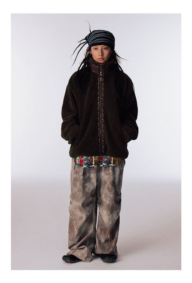 Hand-Knitted Fleece Beaded Jacket