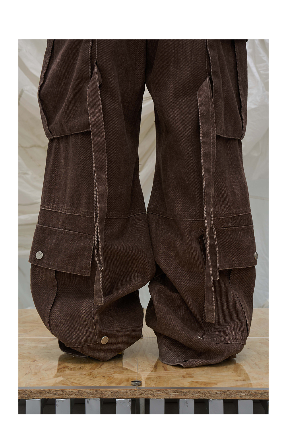 Washed multi-pocket bomber pants