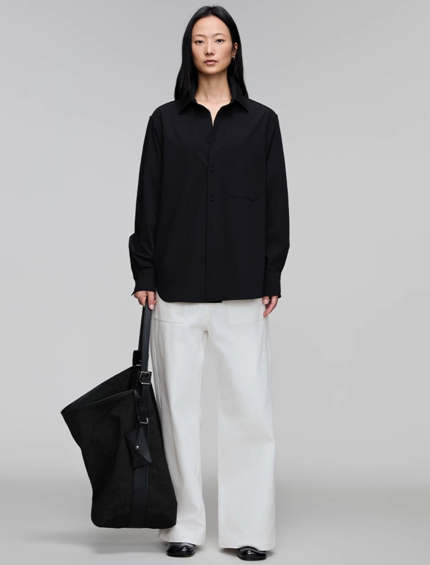 Elastic Waist Wide Leg Casual Pants