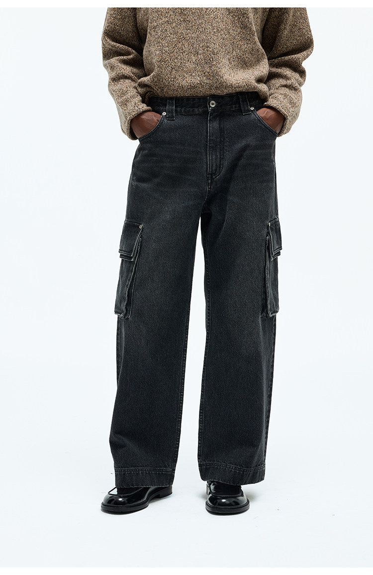Distressed Washed Denim Pants