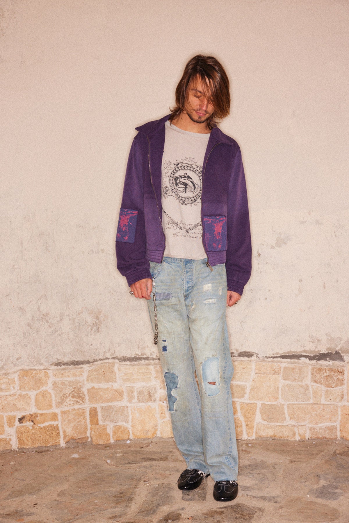 Appliqué Print Washed Sweatshirt