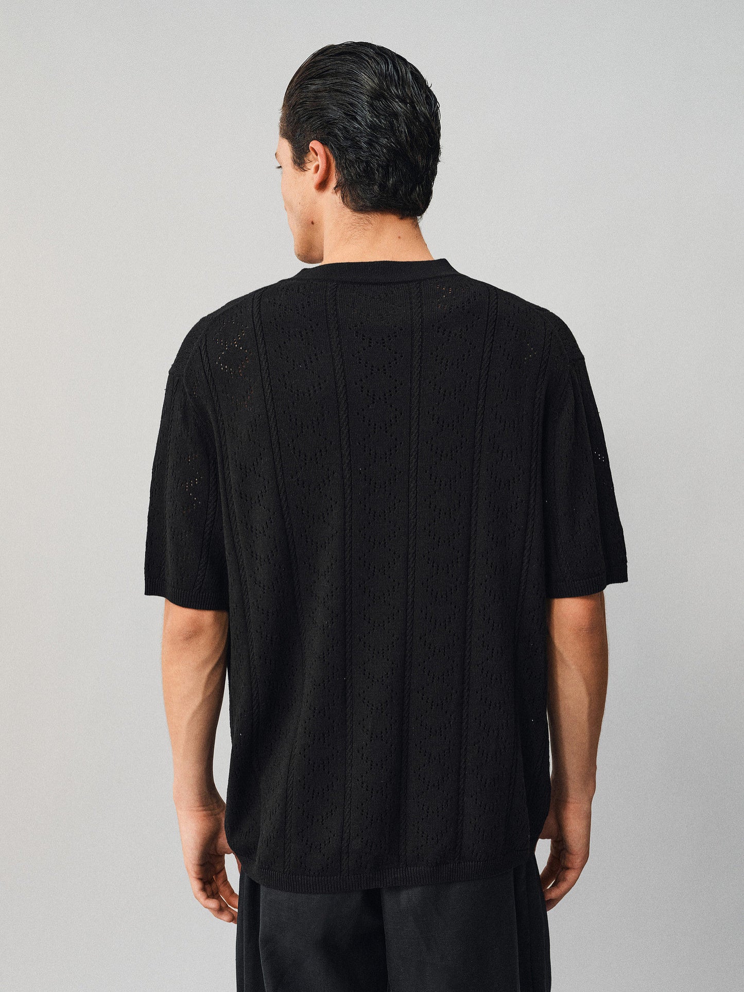 Openwork Linen Knit Shirt