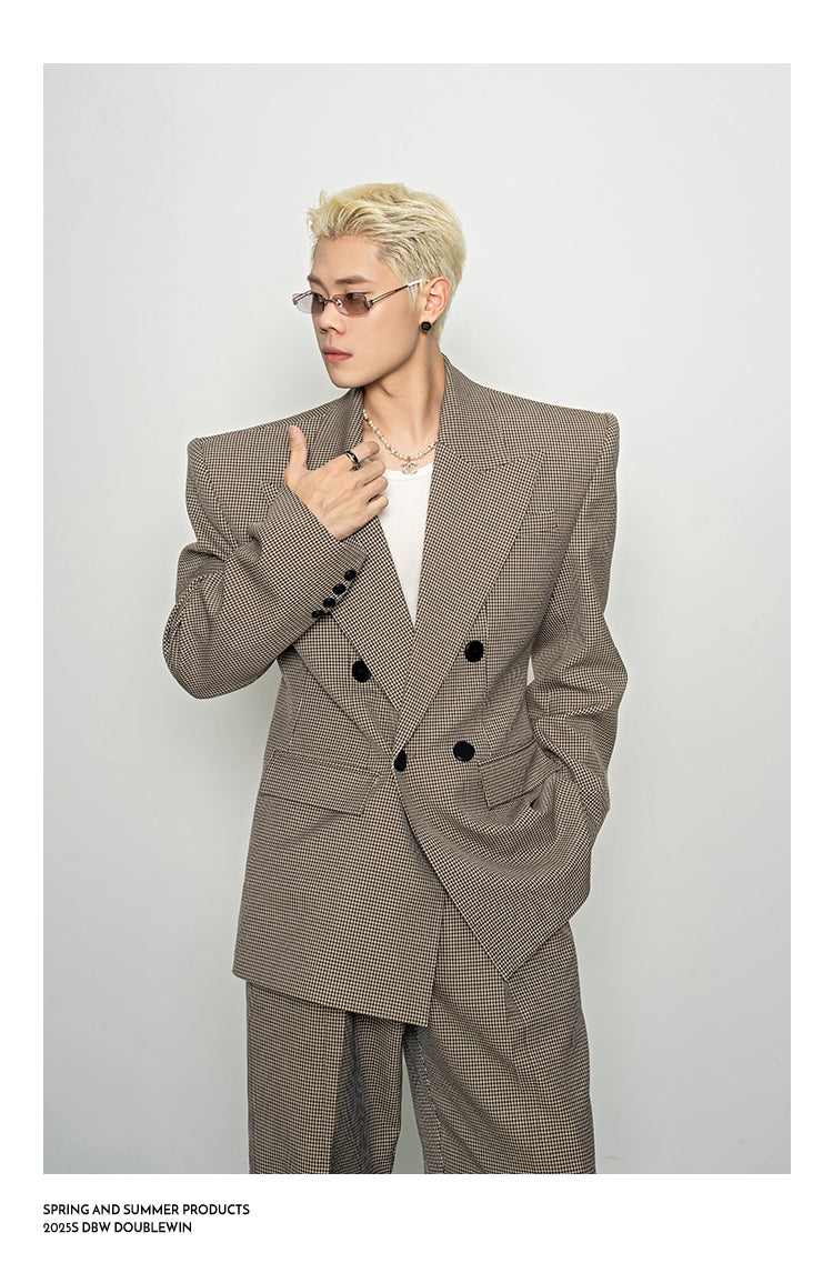 Retro Style Houndstooth Suit