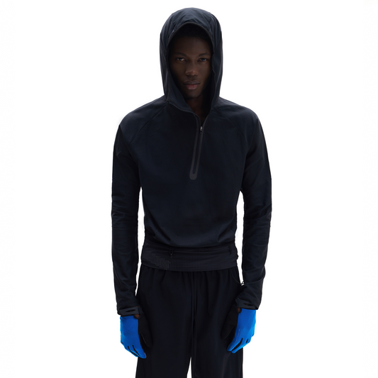 Reflective Diagonal-Zip Hoodie