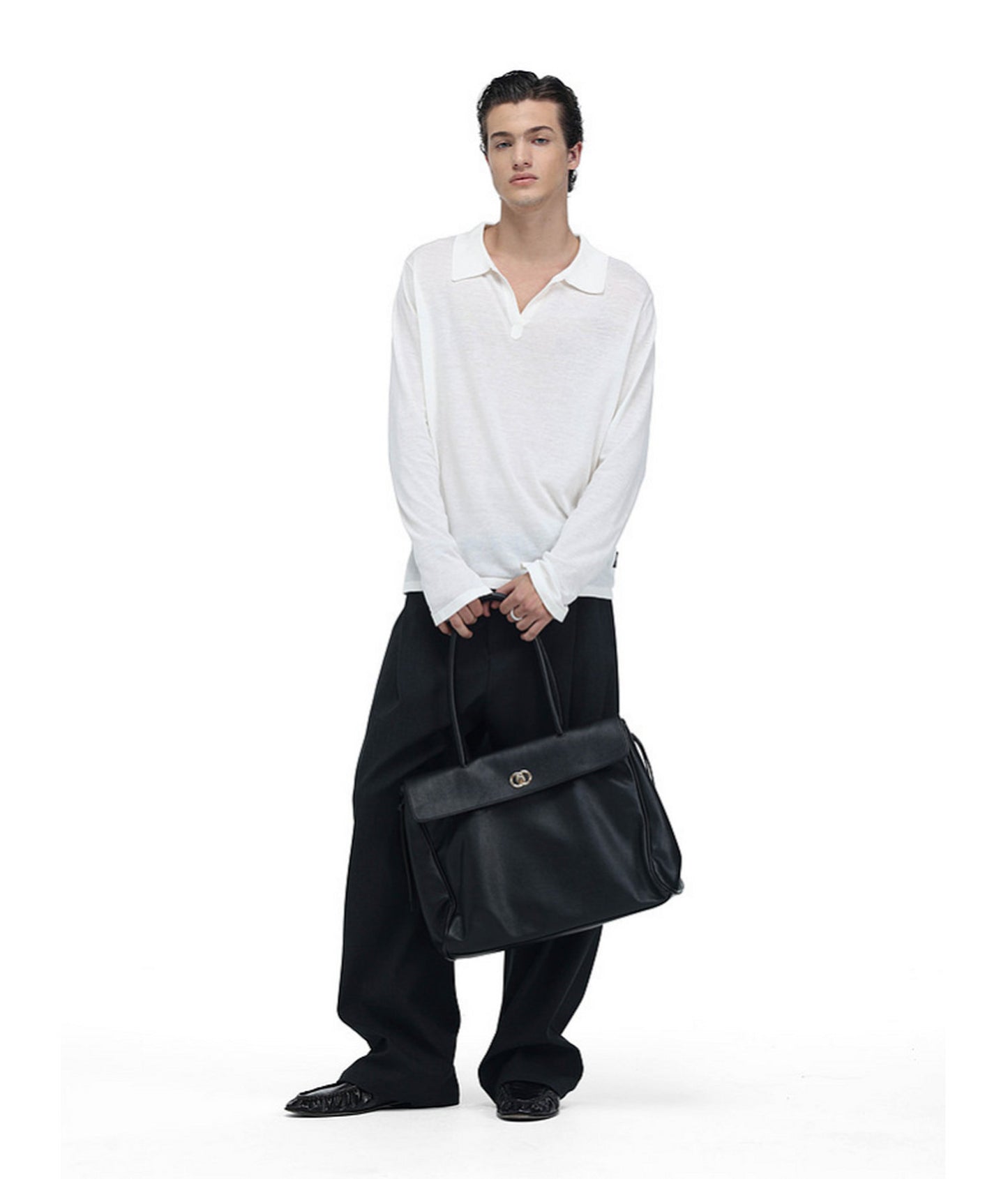 Linen-Blend Knit Polo Shirt