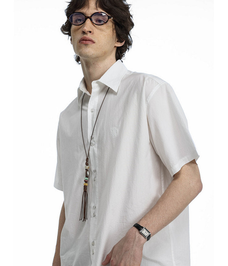 Embroidered Beaded Necklace Shirt