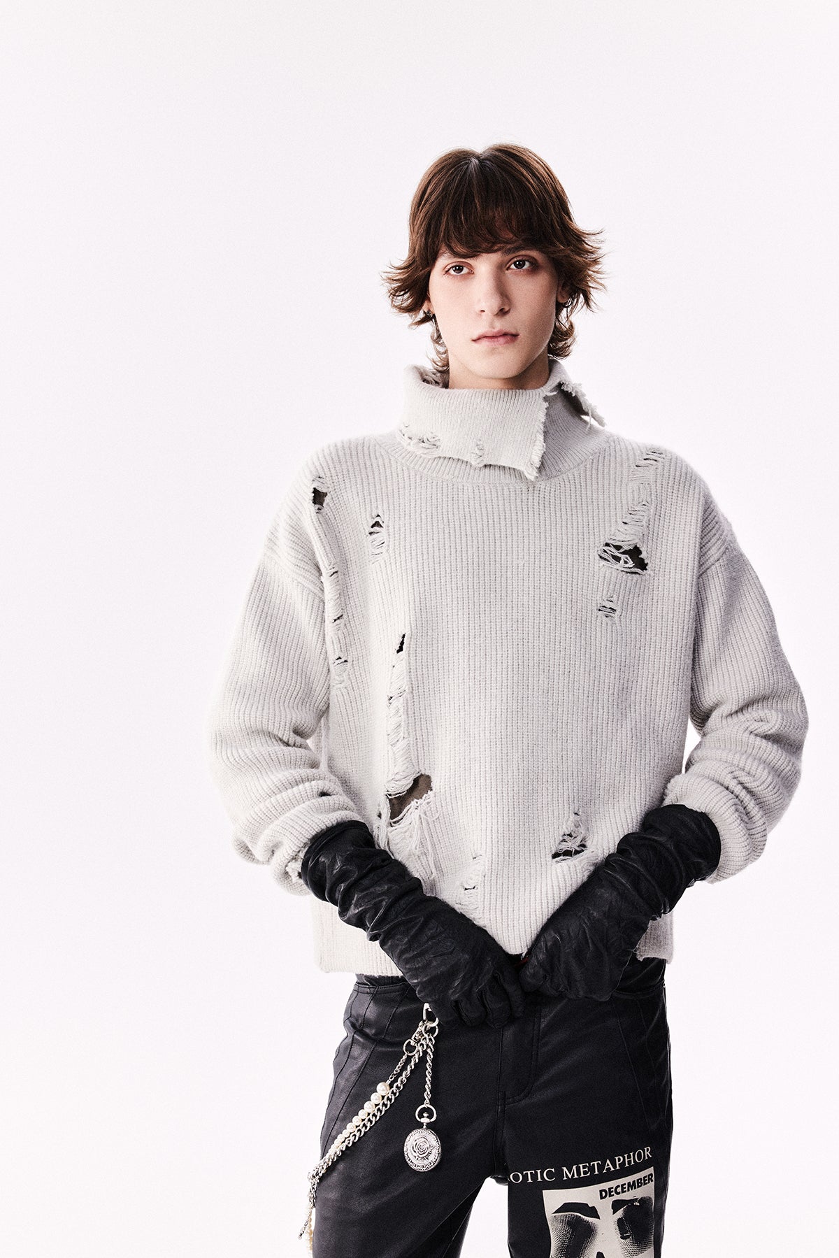 Turtleneck Ripped Hole Knit