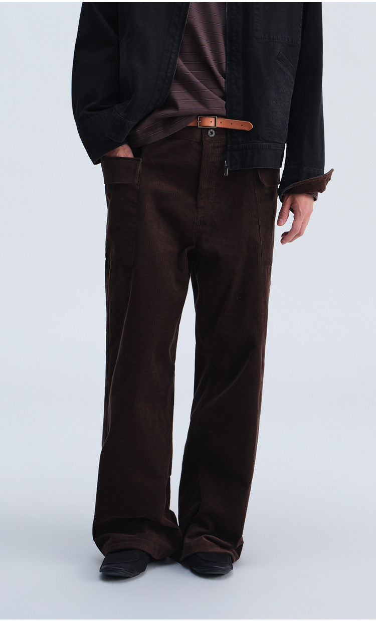 Wash-Finish Casual Pants with Flap Pockets