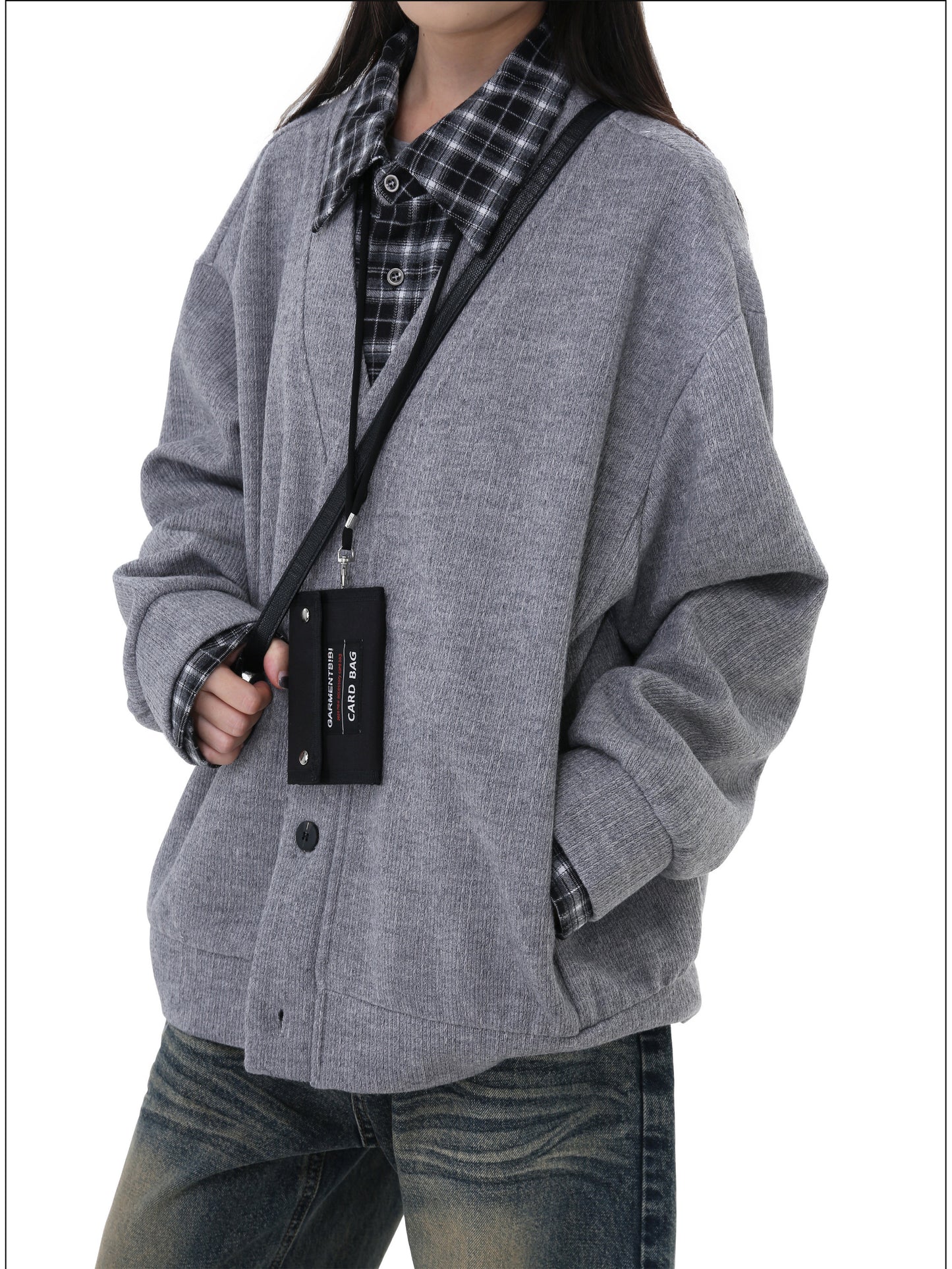 Loose-fitting thick cardigan