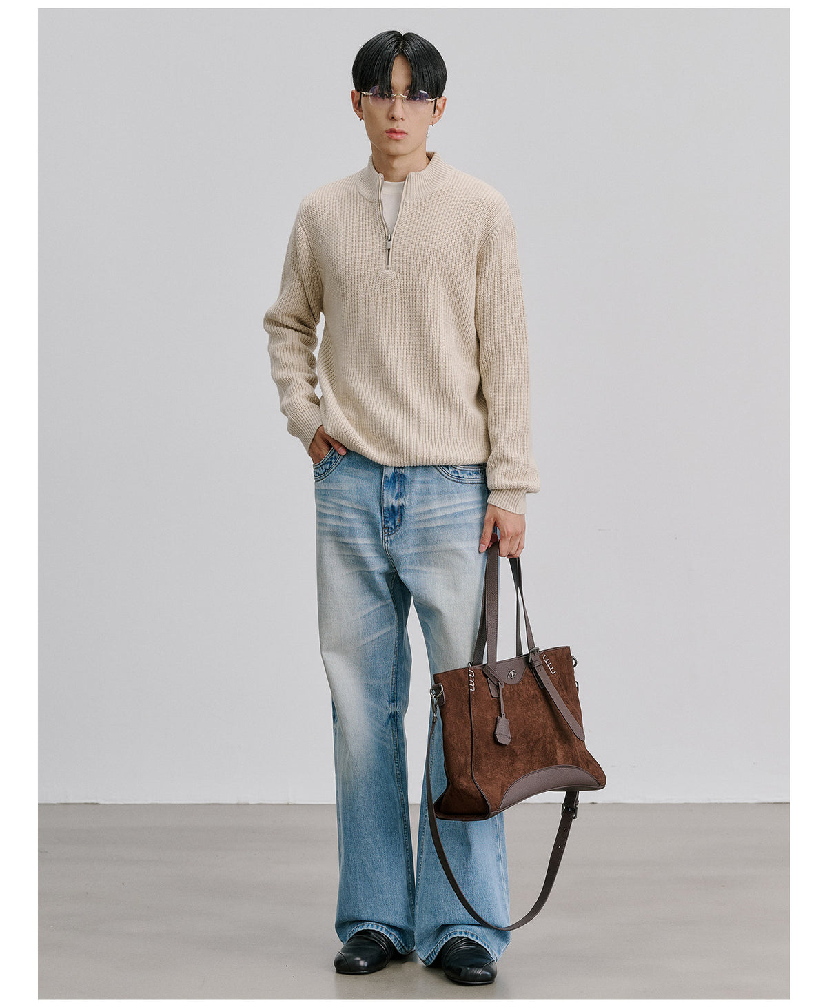 Clean-Fit Design Half-Zip Sweater