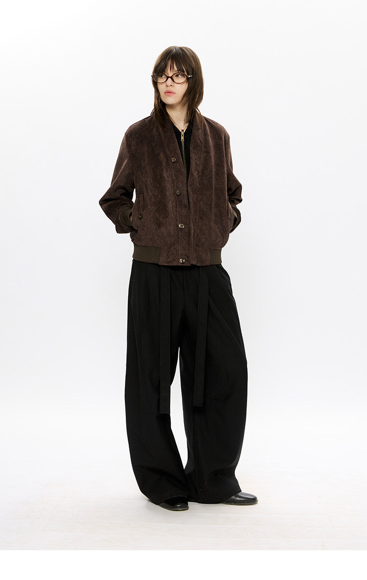 V-neck Two-Tone Chenille Texture Jacket