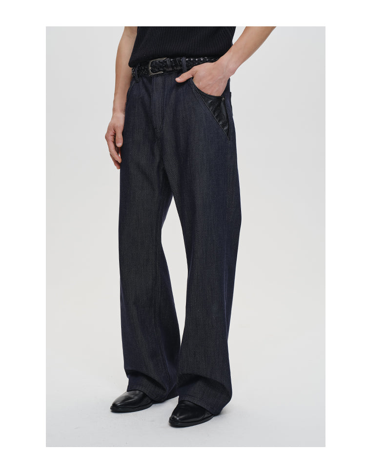 Sheepskin straight pants